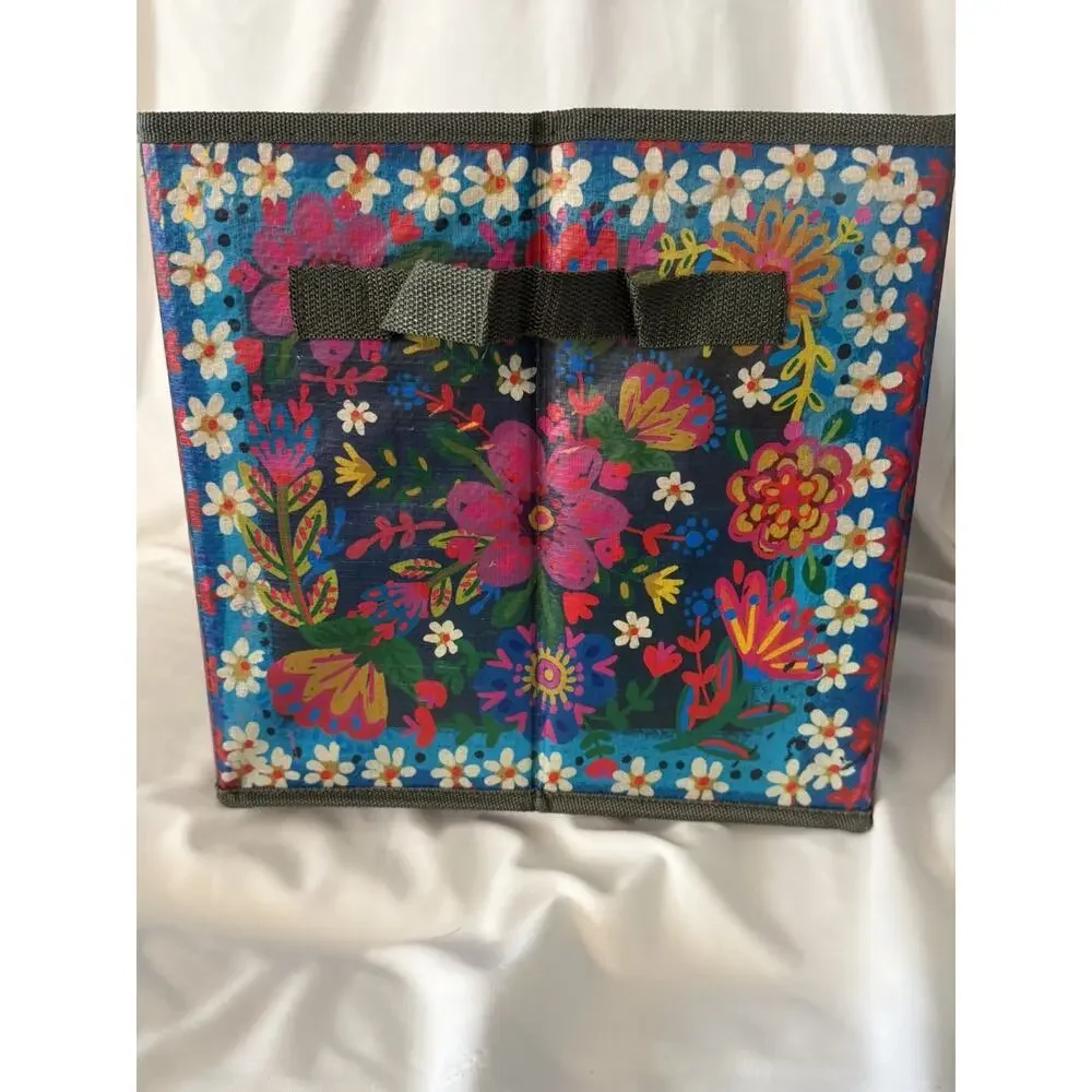 Natural Life Boho Flower Floral Collapsible Storage Cubes With Handles